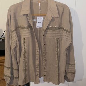 Brand-new free the people blouse with embroidery and sequins